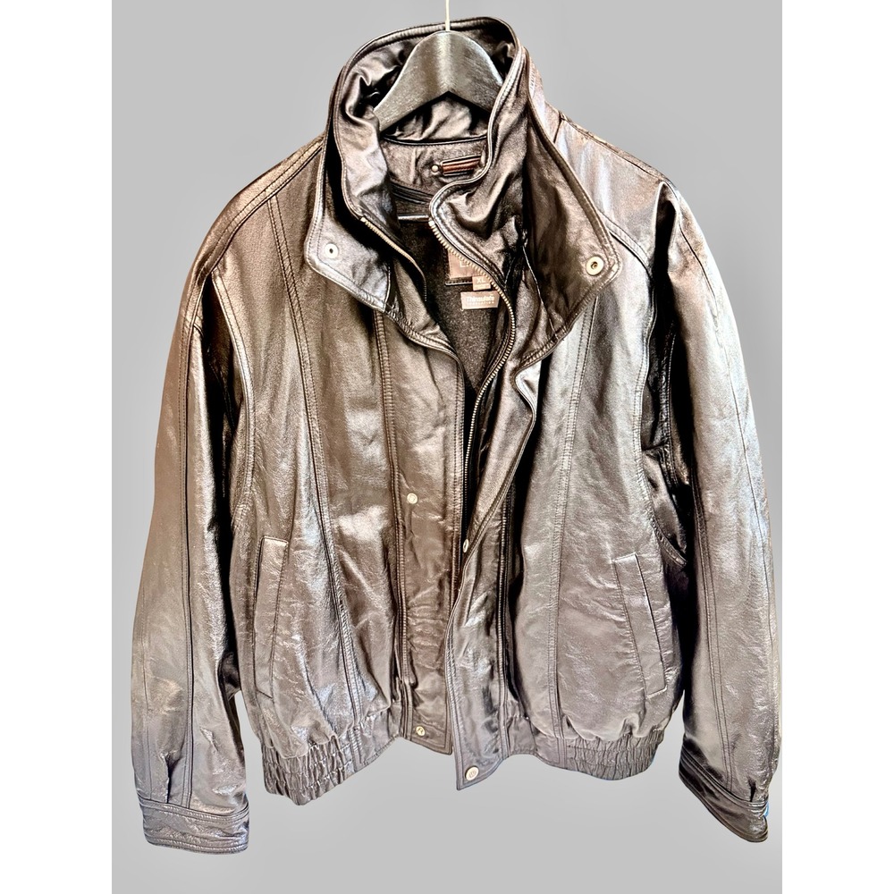 Wilsons Leather XL Black Leather Bomber Jacket Zip-Out Liner Thinsulate Coat